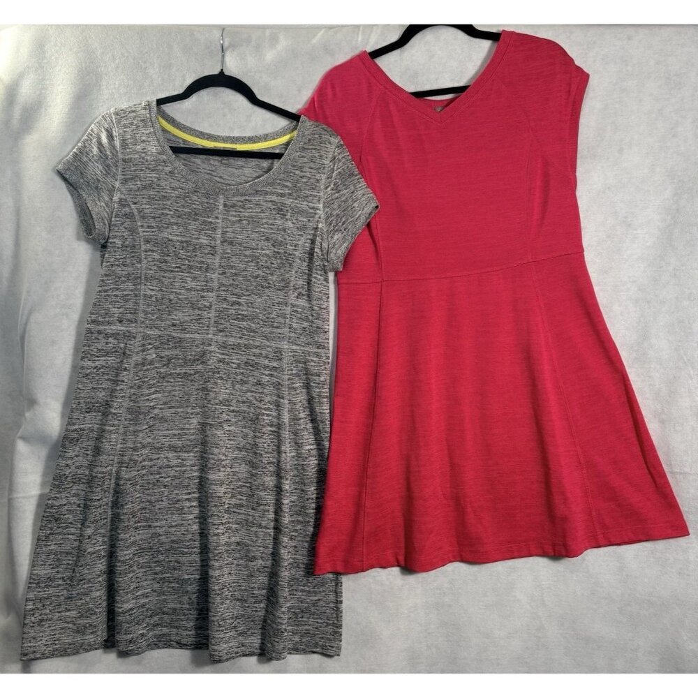 TALBOTS Women Bundle 2 Short Sleeve Knee Length Dress Sz M Gray Pink 61-17